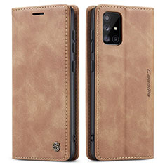 Funda de Cuero Cartera con Soporte Carcasa C01S para Samsung Galaxy A71 5G Marron Claro