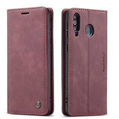 Funda de Cuero Cartera con Soporte Carcasa C01S para Samsung Galaxy M30 Rojo Rosa