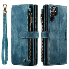 Funda de Cuero Cartera con Soporte Carcasa C01S para Samsung Galaxy S21 Ultra 5G Azul