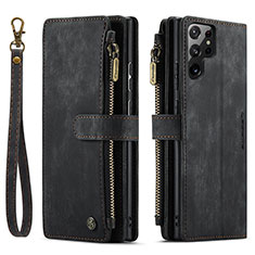 Funda de Cuero Cartera con Soporte Carcasa C01S para Samsung Galaxy S23 Ultra 5G Negro