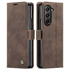 Funda de Cuero Cartera con Soporte Carcasa C01S para Samsung Galaxy Z Fold5 5G Marron