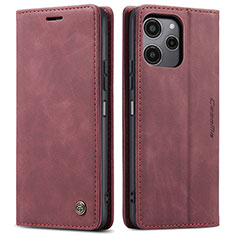 Funda de Cuero Cartera con Soporte Carcasa C01S para Xiaomi Poco M6 Pro 5G Rojo Rosa