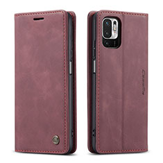 Funda de Cuero Cartera con Soporte Carcasa C01S para Xiaomi Redmi Note 10 5G Rojo Rosa