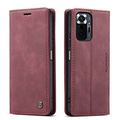 Funda de Cuero Cartera con Soporte Carcasa C01S para Xiaomi Redmi Note 10 Pro Max Rojo Rosa