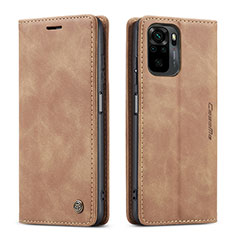 Funda de Cuero Cartera con Soporte Carcasa C01S para Xiaomi Redmi Note 10S 4G Marron Claro