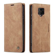 Funda de Cuero Cartera con Soporte Carcasa C01S para Xiaomi Redmi Note 9 Pro Max Marron Claro