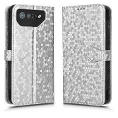 Funda de Cuero Cartera con Soporte Carcasa C01X para Asus ROG Phone 7 Pro Plata