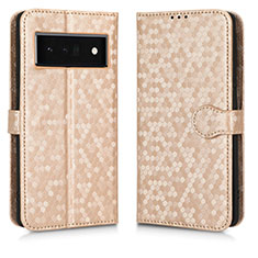 Funda de Cuero Cartera con Soporte Carcasa C01X para Google Pixel 6 Pro 5G Oro