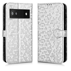 Funda de Cuero Cartera con Soporte Carcasa C01X para Google Pixel 6a 5G Plata