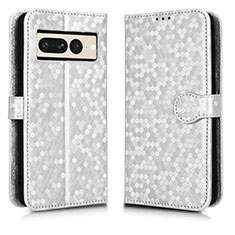 Funda de Cuero Cartera con Soporte Carcasa C01X para Google Pixel 7 Pro 5G Plata