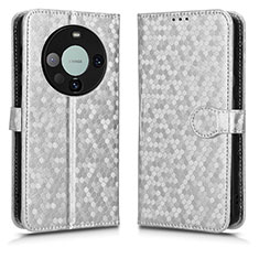 Funda de Cuero Cartera con Soporte Carcasa C01X para Huawei Mate 60 Plata