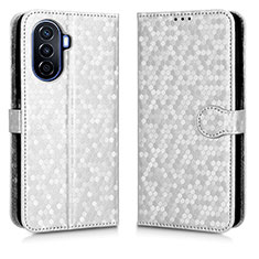 Funda de Cuero Cartera con Soporte Carcasa C01X para Huawei Nova Y70 Plata