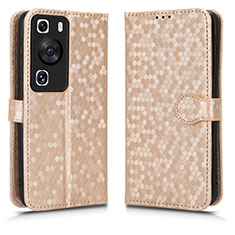 Funda de Cuero Cartera con Soporte Carcasa C01X para Huawei P60 Pro Oro