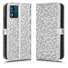 Funda de Cuero Cartera con Soporte Carcasa C01X para Motorola Moto E13 Plata