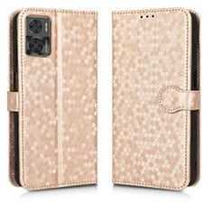 Funda de Cuero Cartera con Soporte Carcasa C01X para Motorola Moto E22i Oro