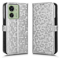 Funda de Cuero Cartera con Soporte Carcasa C01X para Motorola Moto Edge (2023) 5G Plata