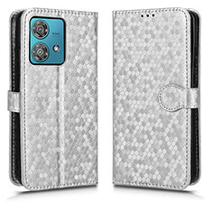 Funda de Cuero Cartera con Soporte Carcasa C01X para Motorola Moto Edge 40 Neo 5G Plata