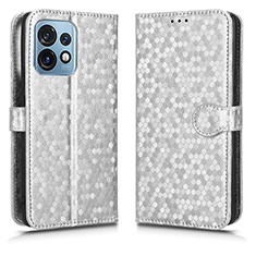 Funda de Cuero Cartera con Soporte Carcasa C01X para Motorola Moto X40 5G Plata