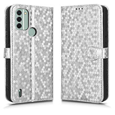 Funda de Cuero Cartera con Soporte Carcasa C01X para Nokia C31 Plata