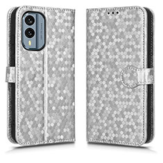 Funda de Cuero Cartera con Soporte Carcasa C01X para Nokia X30 5G Plata