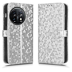 Funda de Cuero Cartera con Soporte Carcasa C01X para OnePlus 11 5G Plata