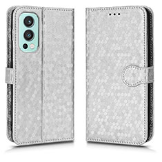 Funda de Cuero Cartera con Soporte Carcasa C01X para OnePlus Nord 2 5G Plata