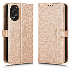 Funda de Cuero Cartera con Soporte Carcasa C01X para Oppo A18 Oro