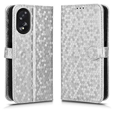 Funda de Cuero Cartera con Soporte Carcasa C01X para Oppo A38 Plata