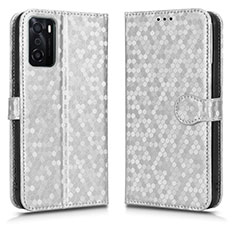 Funda de Cuero Cartera con Soporte Carcasa C01X para Oppo A55S 5G Plata