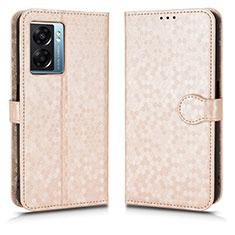 Funda de Cuero Cartera con Soporte Carcasa C01X para Oppo A77 5G Oro