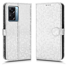 Funda de Cuero Cartera con Soporte Carcasa C01X para Oppo A77 5G Plata