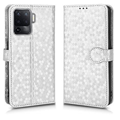 Funda de Cuero Cartera con Soporte Carcasa C01X para Oppo A95 5G Plata