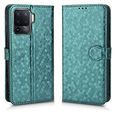 Funda de Cuero Cartera con Soporte Carcasa C01X para Oppo A95 5G Verde