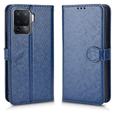 Funda de Cuero Cartera con Soporte Carcasa C01X para Oppo F19 Pro+ Plus 5G Azul