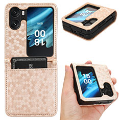 Funda de Cuero Cartera con Soporte Carcasa C01X para Oppo Find N2 Flip 5G Oro