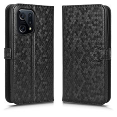 Funda de Cuero Cartera con Soporte Carcasa C01X para Oppo Find X5 5G Negro