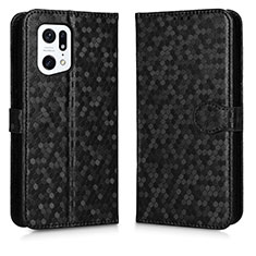 Funda de Cuero Cartera con Soporte Carcasa C01X para Oppo Find X5 Pro 5G Negro