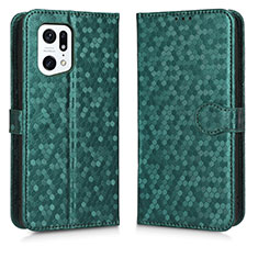 Funda de Cuero Cartera con Soporte Carcasa C01X para Oppo Find X5 Pro 5G Verde