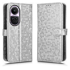 Funda de Cuero Cartera con Soporte Carcasa C01X para Oppo Reno10 5G Plata