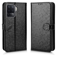 Funda de Cuero Cartera con Soporte Carcasa C01X para Oppo Reno5 Z 5G Negro