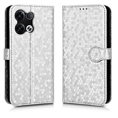 Funda de Cuero Cartera con Soporte Carcasa C01X para Oppo Reno8 Pro 5G Plata