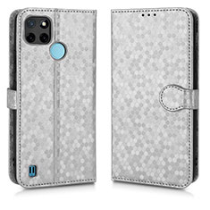 Funda de Cuero Cartera con Soporte Carcasa C01X para Realme C25Y India Plata