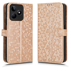 Funda de Cuero Cartera con Soporte Carcasa C01X para Realme C51 Oro