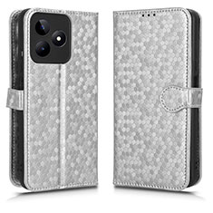 Funda de Cuero Cartera con Soporte Carcasa C01X para Realme C51 Plata