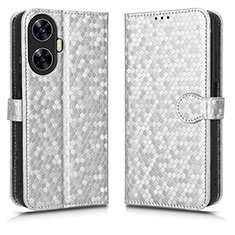 Funda de Cuero Cartera con Soporte Carcasa C01X para Realme C55 Plata