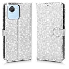 Funda de Cuero Cartera con Soporte Carcasa C01X para Realme Narzo 50i Prime Plata