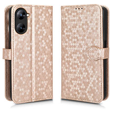 Funda de Cuero Cartera con Soporte Carcasa C01X para Realme V20 5G Oro