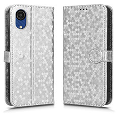 Funda de Cuero Cartera con Soporte Carcasa C01X para Samsung Galaxy A03 Core Plata