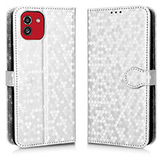 Funda de Cuero Cartera con Soporte Carcasa C01X para Samsung Galaxy A03 Plata