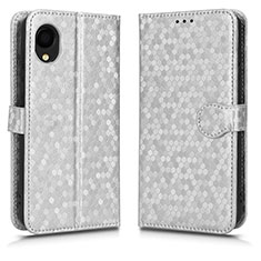 Funda de Cuero Cartera con Soporte Carcasa C01X para Samsung Galaxy A22 5G SC-56B Plata